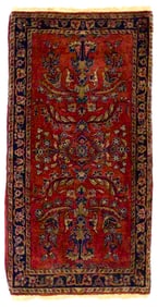 Antique Persian Mohajeran Sarouk Rug 1'11" x 3'9" (0.58 x 1.14 M)