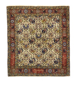 Anti Persian Tabriz Signed Rug 4'4" x 4'10" (1.32 x 1.47 M)