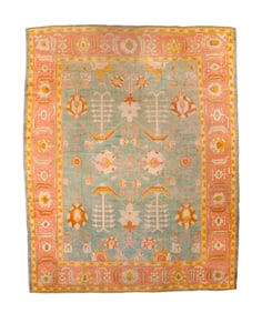 Antique Turkish Oushak Rug 9'1" x 11'5" (2.77 x 3.48 M)