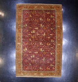 Turkish Silk Hunting Design Rug 6'6" x 10'3" (1.98 x 3.12 M)