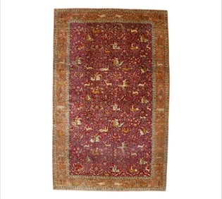 Turkish Silk Hunting Design Rug 6'6" x 10'3" (1.98 x 3.12 M)