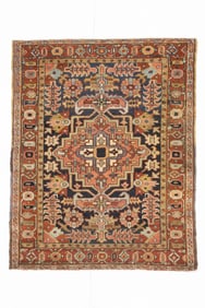 Antique Persian Heriz Rug 3'7" x 4'6" (1.09 x 1.37 M)