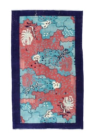 Vintage Art Deco Rug 4' x 6'9" (1.22 x 2.06 M)