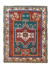 Vintage Kazak Rug 4' 0" x 5'2" (1.22 x 1.57 M)