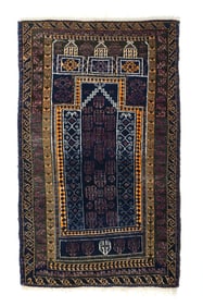 Vintage Persian Balouch Rug 2'9" x 4'6" (0.84 x 1.37 M)