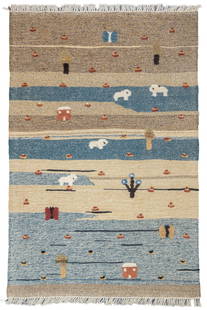 Vintage Turkish Kilim Rug 3'8" x 5'7" (1.12 x 1.70 M): Fine Vintage Turkish Kilim