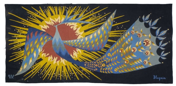 Mid Century French Tapestry Signed by Blenie Rug 2'3" x 4'10" (0.69 x 1.47 M)