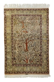 Vintage Turkish Silk Hereke Rug 3'8" x 5'10" (1.12 x 1.78 M)