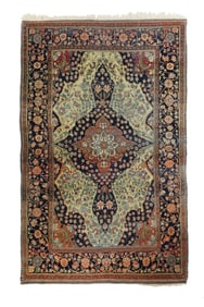 Antique Persian Mohtasham Kashan Rug 4'1" x 6'8" (1.24 x 2.03 M)