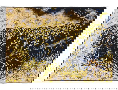 Mid Century Tapestry Signed Marc Petit Rug 4'10" x 6'10" (1.47 x 2.08 M): Mid Century Tapestry Signed Marc Petit