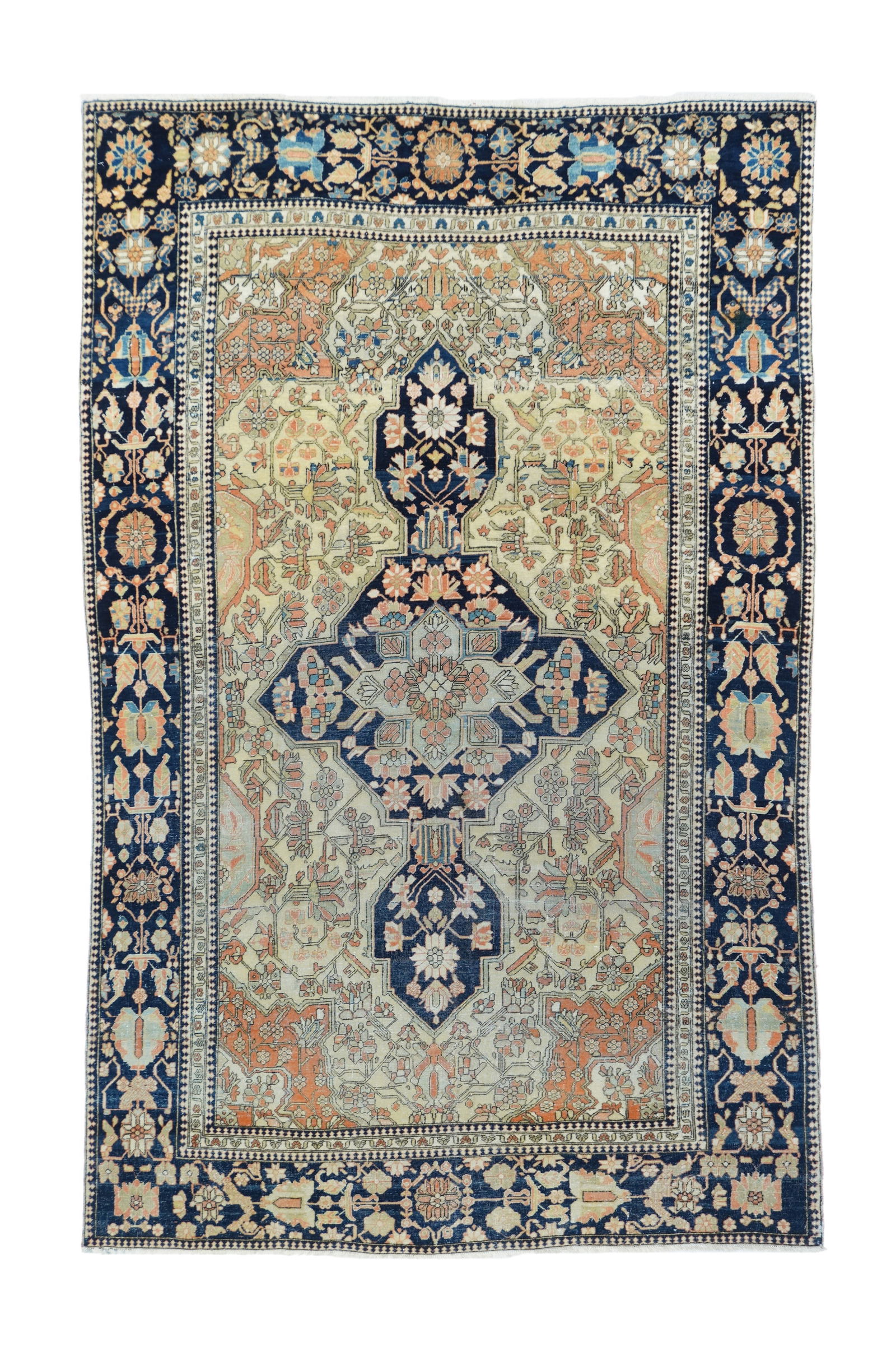Antique Mohtasham Kashan Rug 3'11" x 6'7" (1.19 x 2.01 M)