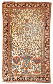 Antique Mohtasham Kashan Rug 4'4" x 7'3" (1.32 x 2.21 M)
