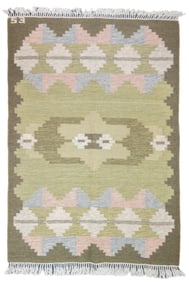 Fine Vintage Swedish Kilim Rug 4'6" x 5'5" (1.37 x 1.65 M)