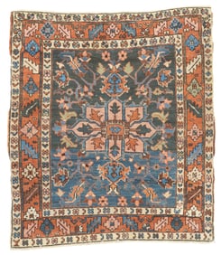 Antique Heriz Rug 4' x4'5" (1.22 x 1.35 M)