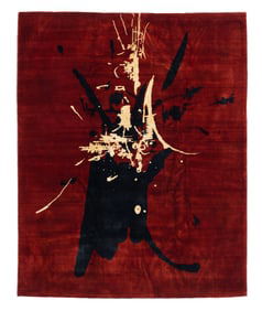 French Mid Century Artistic Designer Rug 6'7" x 8'2" (2.01 x 2.49 M)