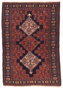 Antique Senneh Rug 3'5'' x 4'9'' (1.04 x 1.45 M)