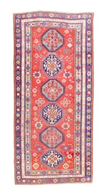 Antique Kazak Long Rug 4' x 9' (1.22 x 2.74 M)