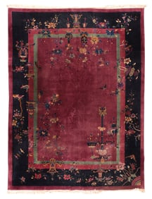 Antique Chinese Art Deco Rug 8'10" x 11'4" (2.69 x 3.45 M)