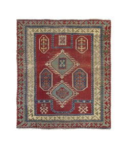 Antique Fakhralou Kazak Rug 3'4" x 3'9" (1.02 x 1.14 M)