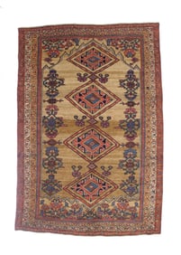 Antique Kurdish Bidjar Rug 4'1" x 5'11" ( 1.24 x 1.80 M)