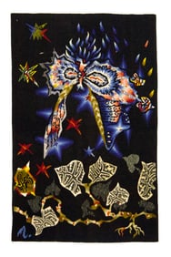 Mid century signed French Tapestry Jean Lurch 2'6" x 4' ( 0.76 x 1.22 M)