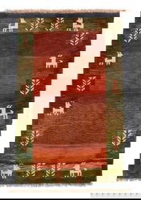 Vintage Persian Gabbeh Rug 4'1" x 6" ( 1.24 x 1.83 M)