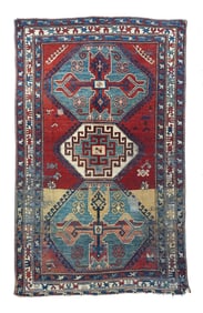 Antique Caucasian Kazak Rug 4'4" x 9'3" ( 1.32 x 2.82 M)