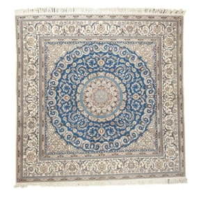 Antique Persian Nain Signed Habbian Rug 7'11" x 7'10" ( 2.41 x 2.39 M)