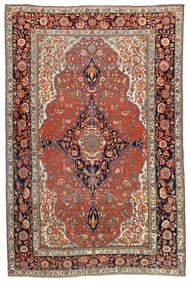 Antique Persian Mohtasham Kashan Rug 4'3" x 6'5" ( 1.30 x 1.96 M)
