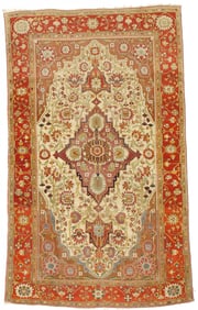 Antique Persian Mohtasham Kashan Rug 4'2" x 7'1" ( 1.27 x 2.16 M)