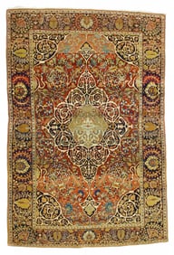 Antique Persian Mohtasham Kashan Rug 4'4" x 6'8" ( 1.32 x 2.03 M)