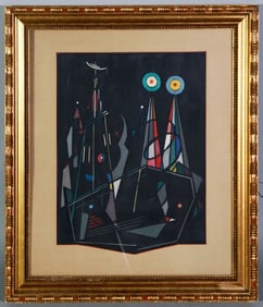 Baume mit rotom vogel cl suf karton  by Max Ernst