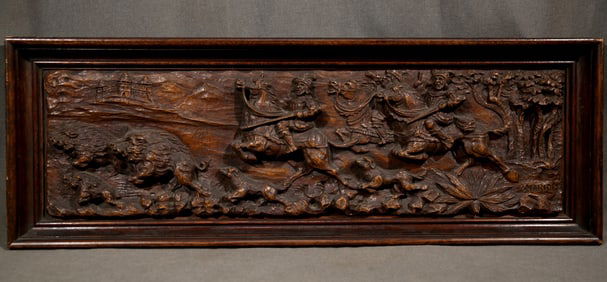 Mario, Black Forest Carved Relief on Walnut Wood