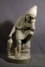 Johann Cott, Marble Sculpture (Boy with Lantern)