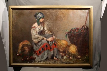 Unknown Artist, Oil on Canvas (Gypsy Girl with Basket)