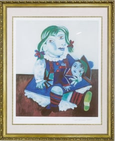 After Pablo Picasso  Portrait of Maya with her doll