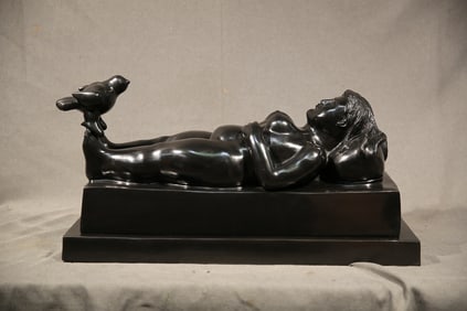 Fernando Botero - Reclining Woman with Bird on Her Fee