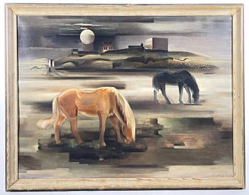 Rein Draijer - Chevaux dans un paysage cubisant, 1936