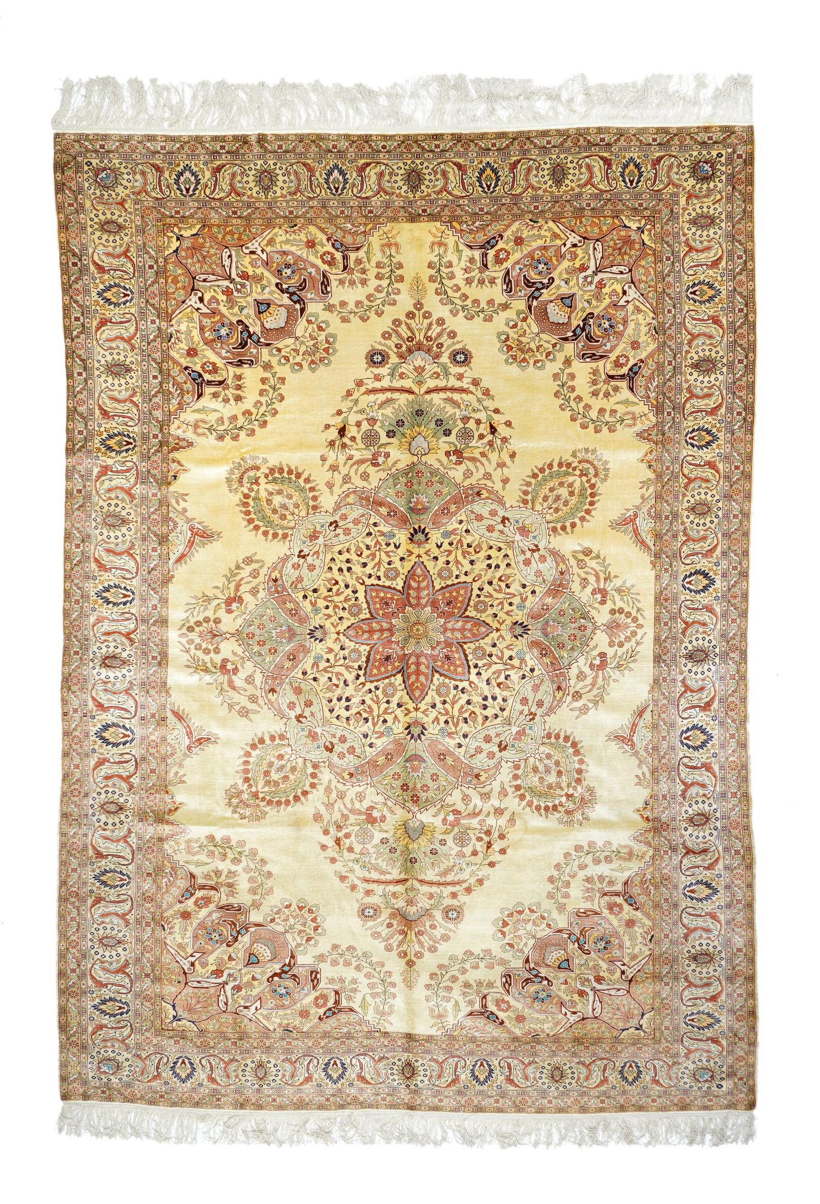 Vintage Silk Turkish Hereke Rug 6'5'' x 9'6'' (1.96 x 2.90 M) (1 of 5)