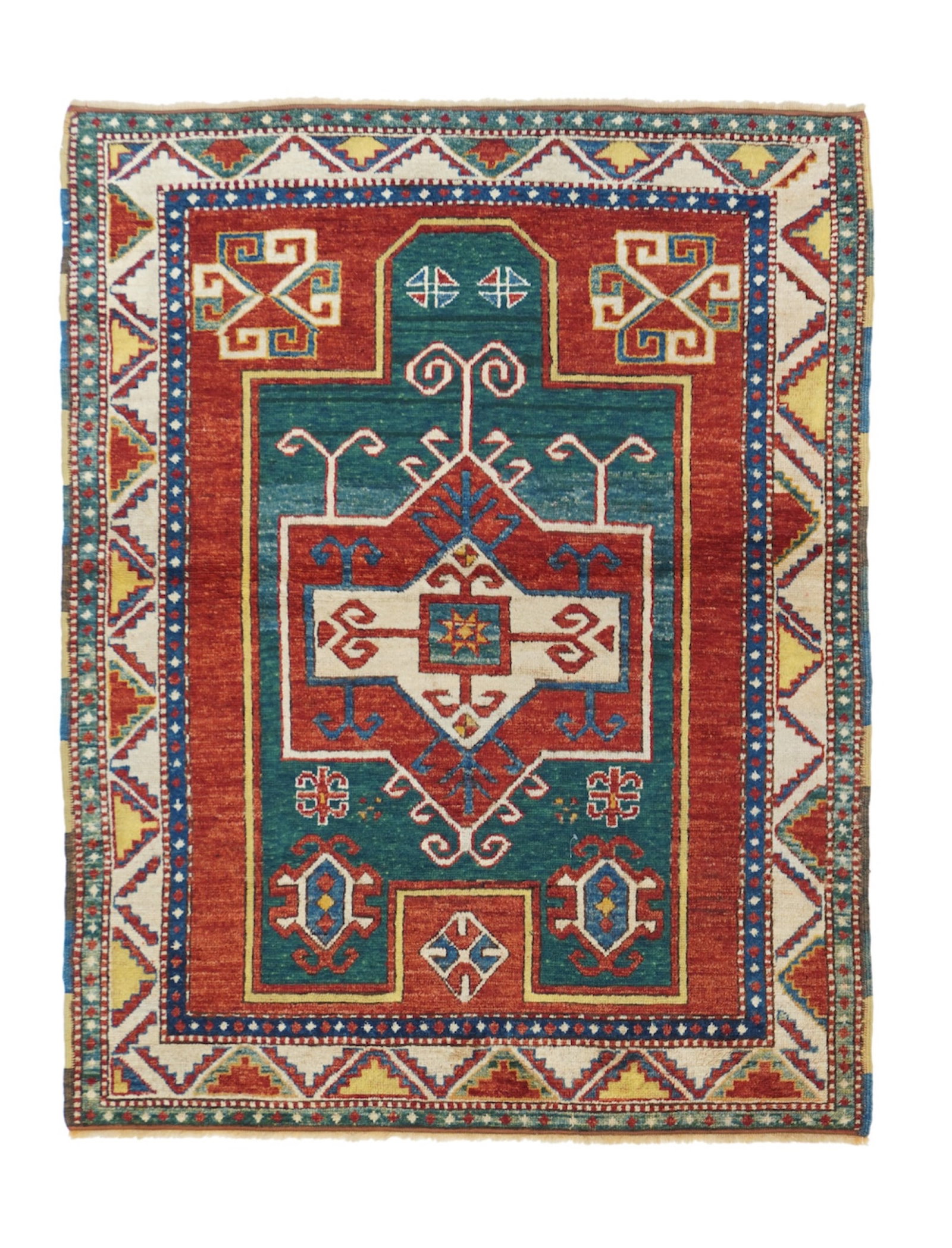 Vintage Kazak Rug 4' 0" x 5'2" (1.22 x 1.57 M): Vintage Caucasian Kazak