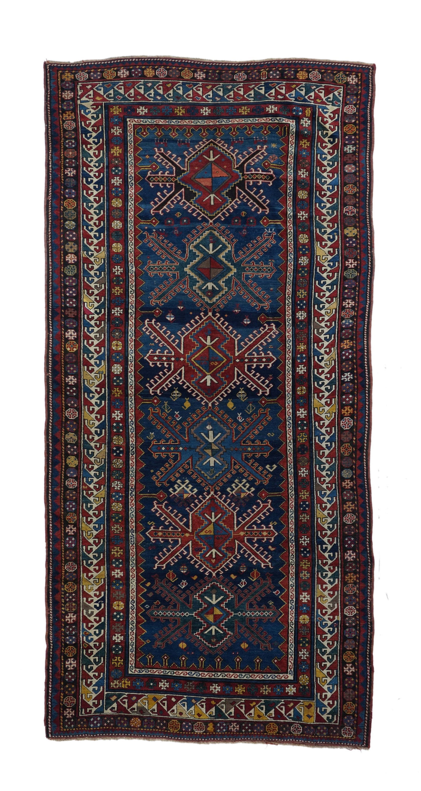 Antique Caucasain Kazak Long Rug 5'7'' x 11'11'' (1.70 x 3.63 M): Antique Caucasain Kazak Long Rug
