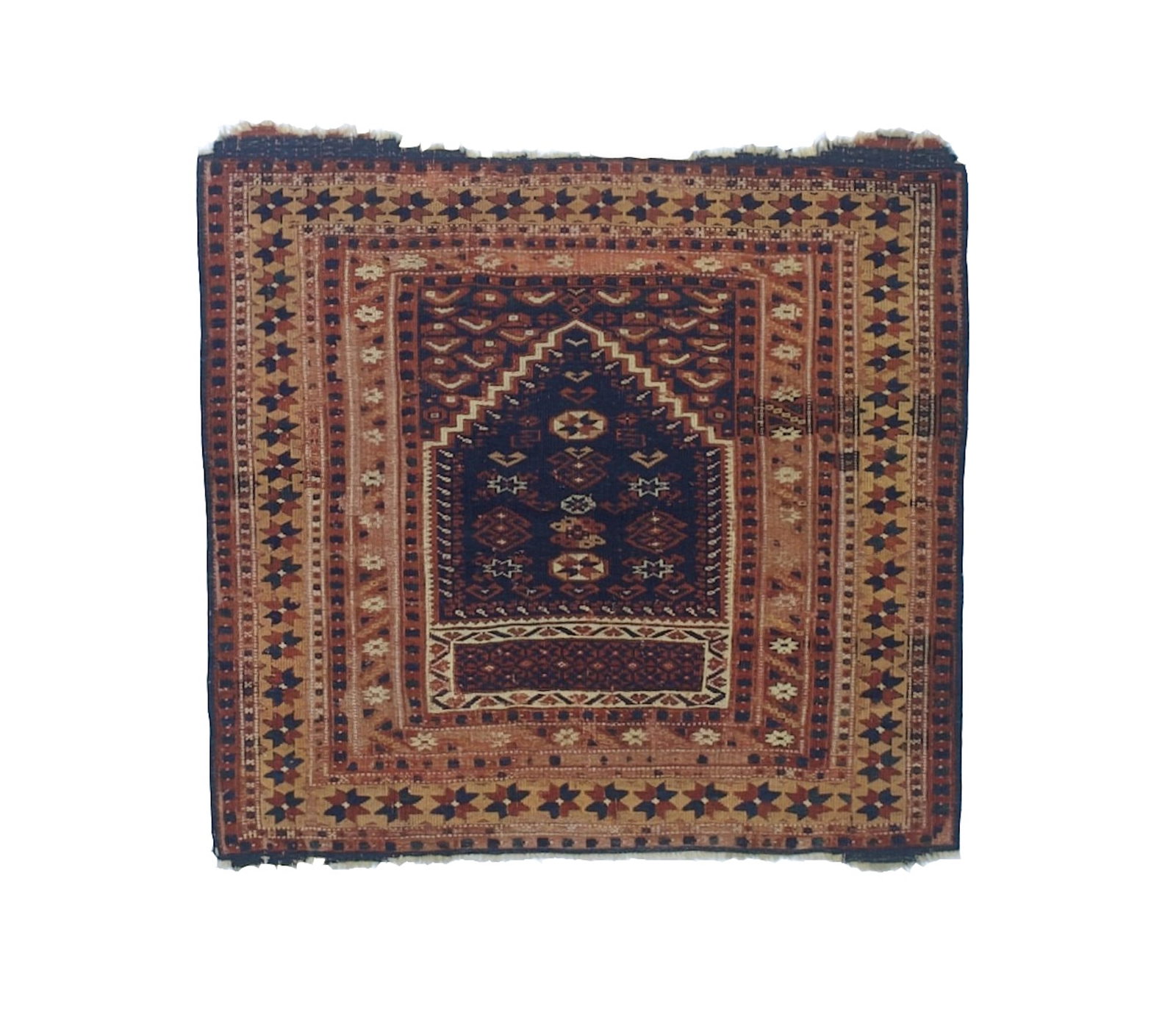 Antique Turkish Bergama Rug 3'5" x 3'6" (1.04 x 1.07 M): Antique Turkish Bergama