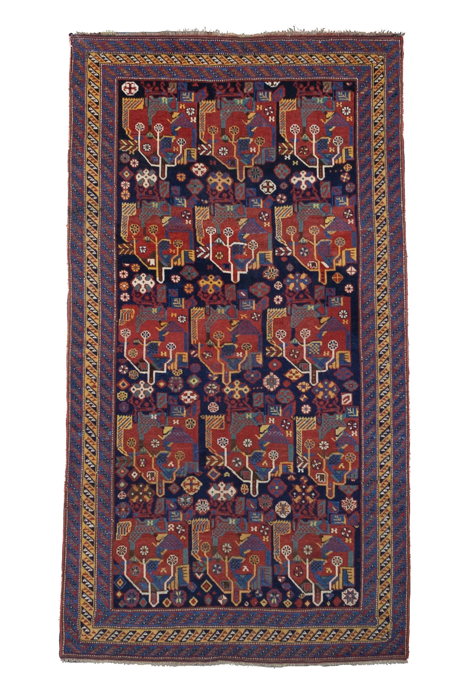 Antique Khamseh Rug 4'4" x 7'11" (1.32 x 2.41 M): Fine Antique Persian Khamseh