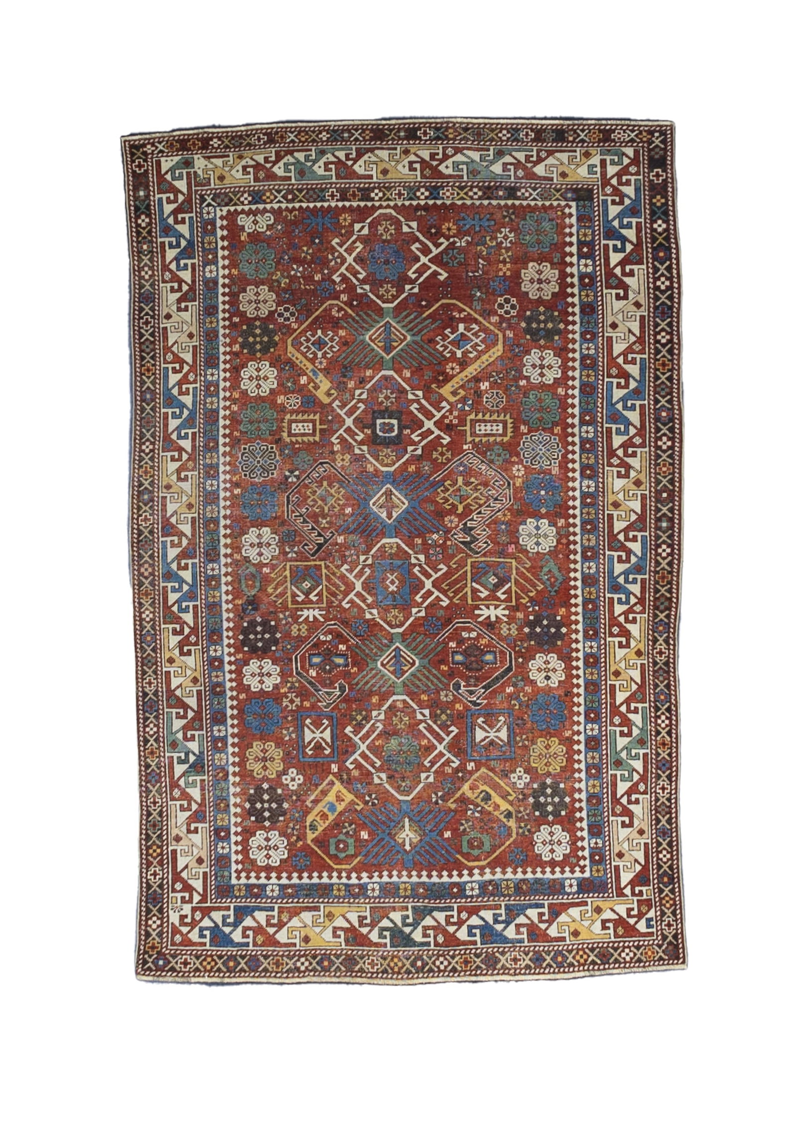 Antique Kuba Bijov Rug 3'11" x 6'1" (1.19 x 1.85 M): Fine Antique Kuba Bijov Wool Rug