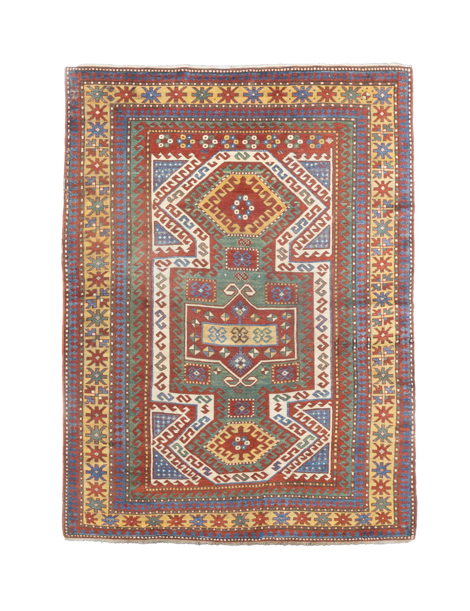 Antique Sevan Kazak Rug 5'5" x 7'9" (1.65 x 2.36 M): Fine Antique Sevan Kazak