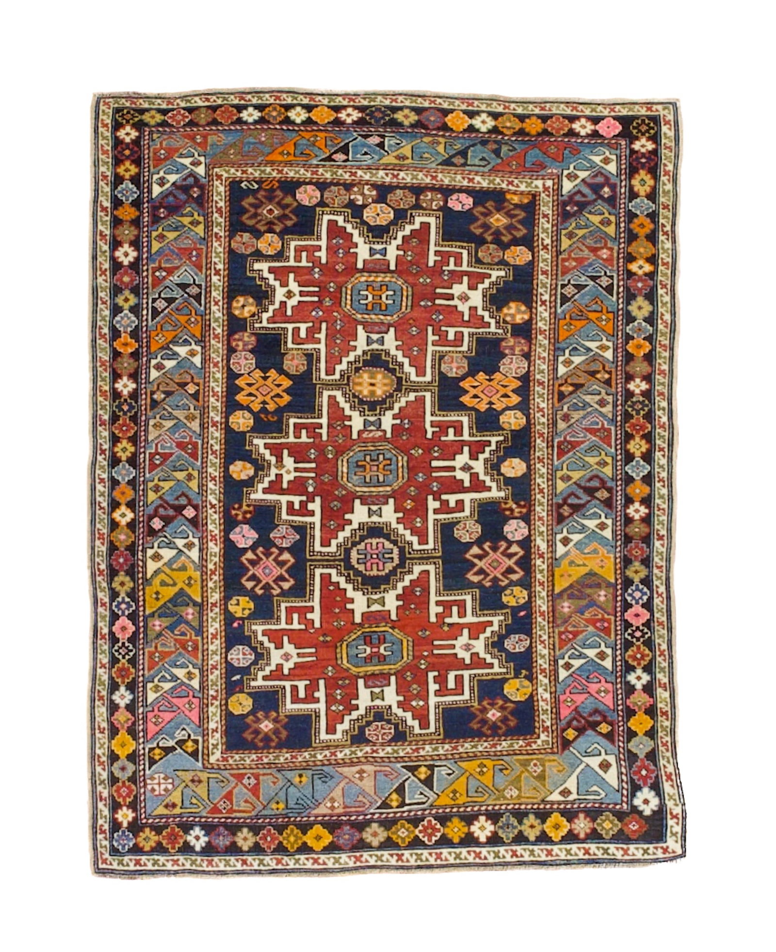 Antique Lezgi Rug 3'7" x 4'8" (1.09 x 1.42 M) (1 of 5)
