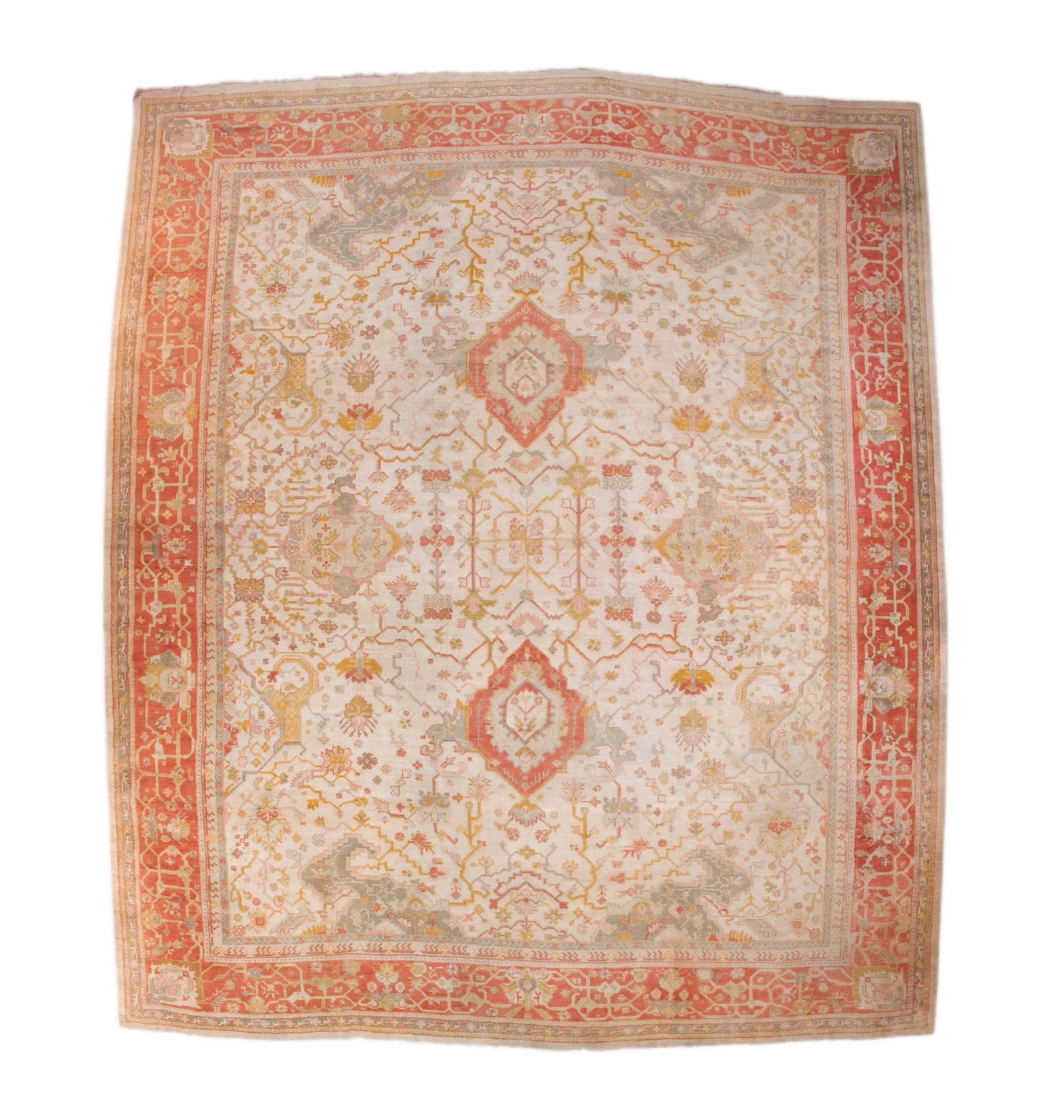 Fine Antique Turkish Oushak Rug 15'10" x 18'10" (4.83 x 5.74 M): Fine Antique Turkish Oushak