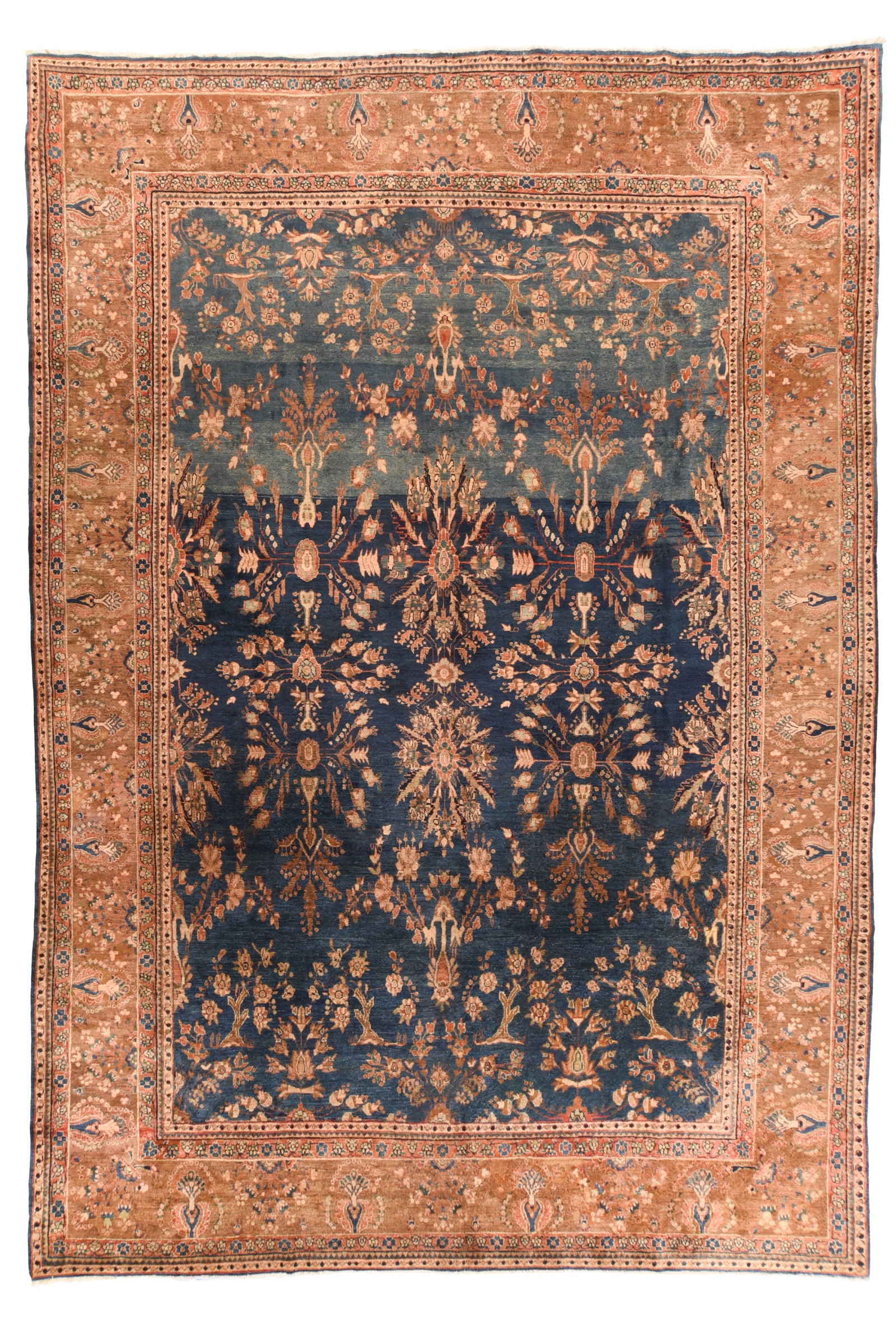 Antique Mohajeran Sarouk Rug 8'7'' x 12'5'' (2.62 x 3.78 M): Antique Persian Mohajeran Sarouk