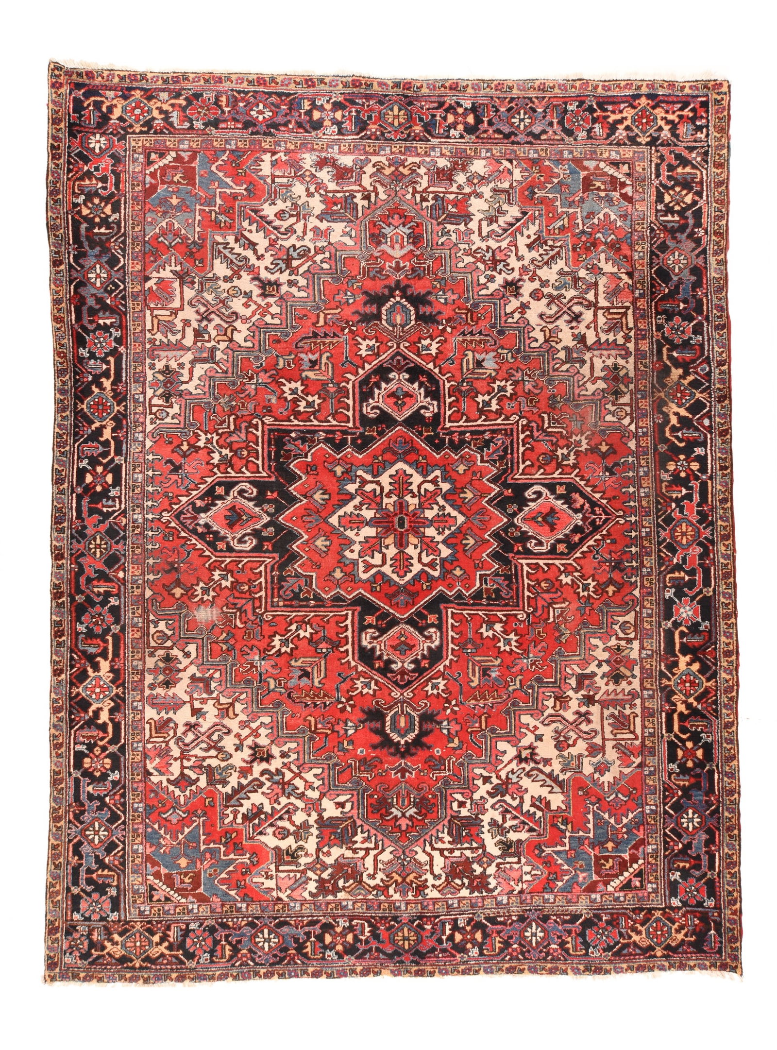Vintage Heriz Rug 9'0'' x 11'10'' (2.74 x 3.61 M): Vintage Persian Heriz
