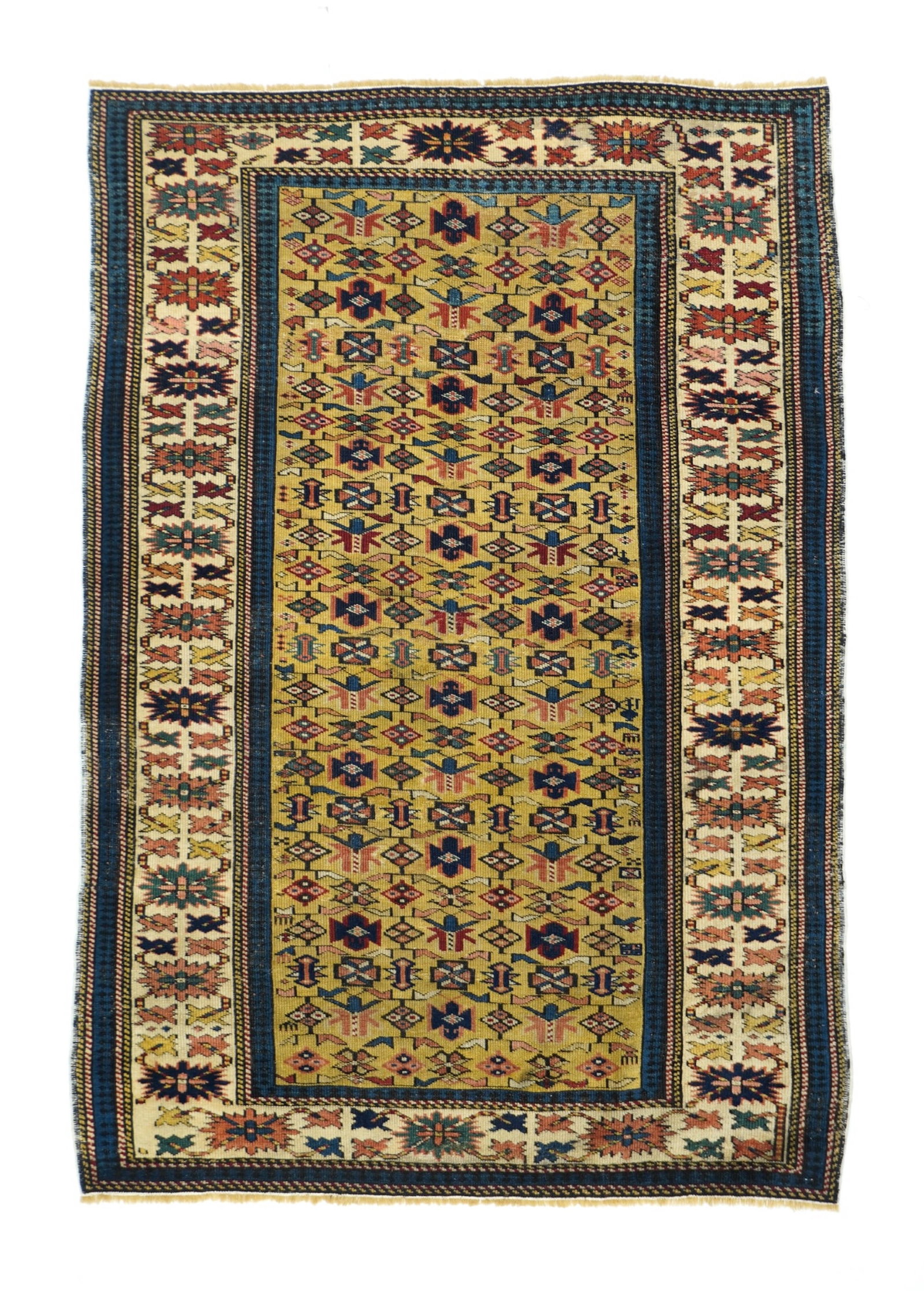 Antique Kuba Rug 3'2" x 4'7" (0.97 x 1.40 M): Antique Caucasian Kuba